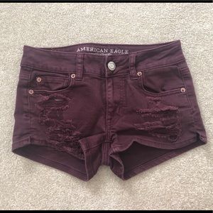 American Eagle Jean Shorts maroon size 0